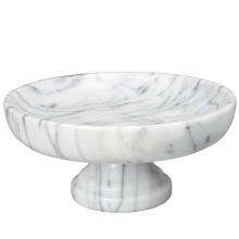 Recipiente de fruta de mármol para el hogar creativo en pedestal 10 &quot;x 10&quot;, blanco
